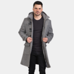 Drake Grey Wool Hooded Duffle Coat