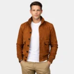Eaton Brown Suede Bomber Jacket