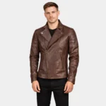 Faisor Brown Leather Biker Jacket