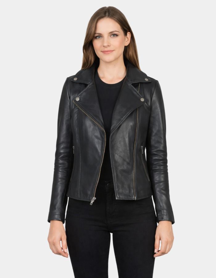 Flashback Black Leather Biker Jacket - Leather Clan