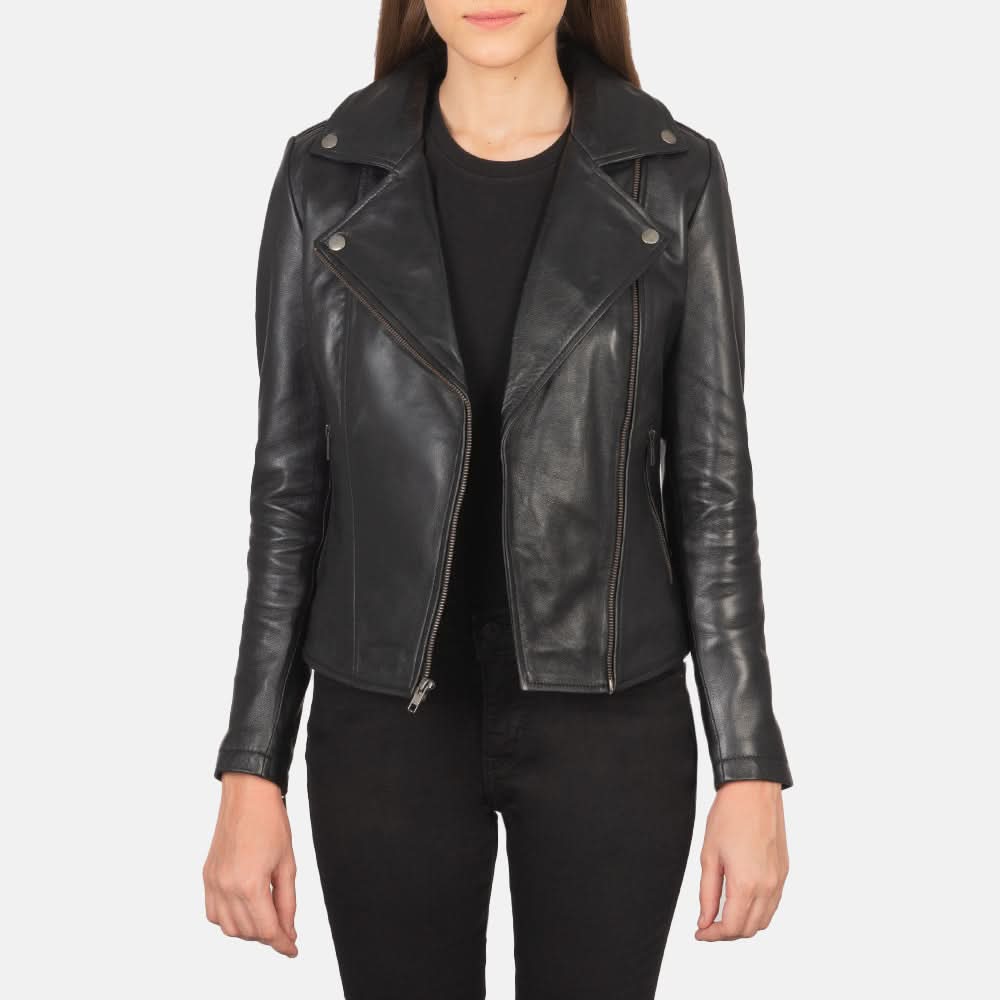 Flashback Black Leather Biker Jacket - Leather Clan
