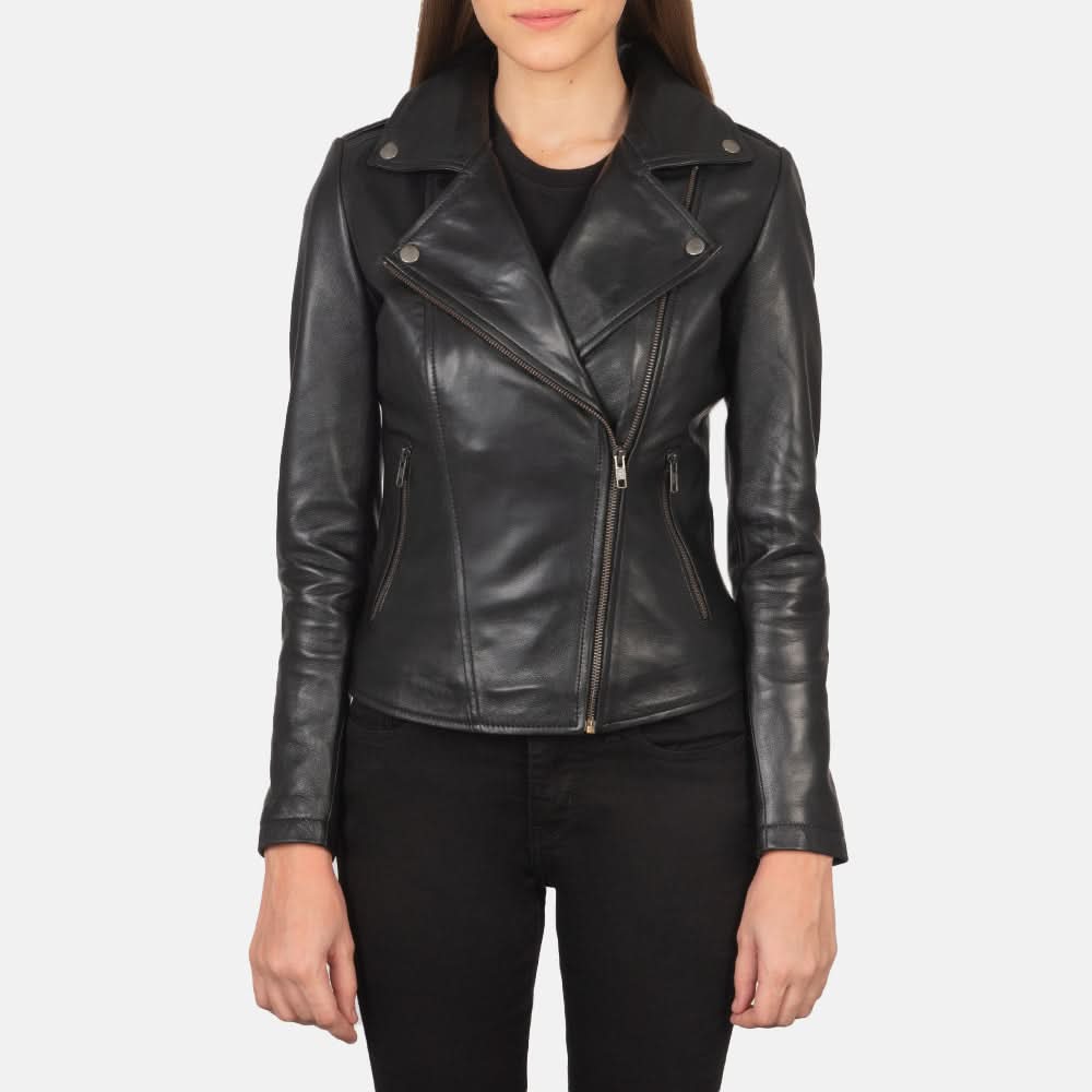 Flashback Black Leather Biker Jacket - Leather Clan