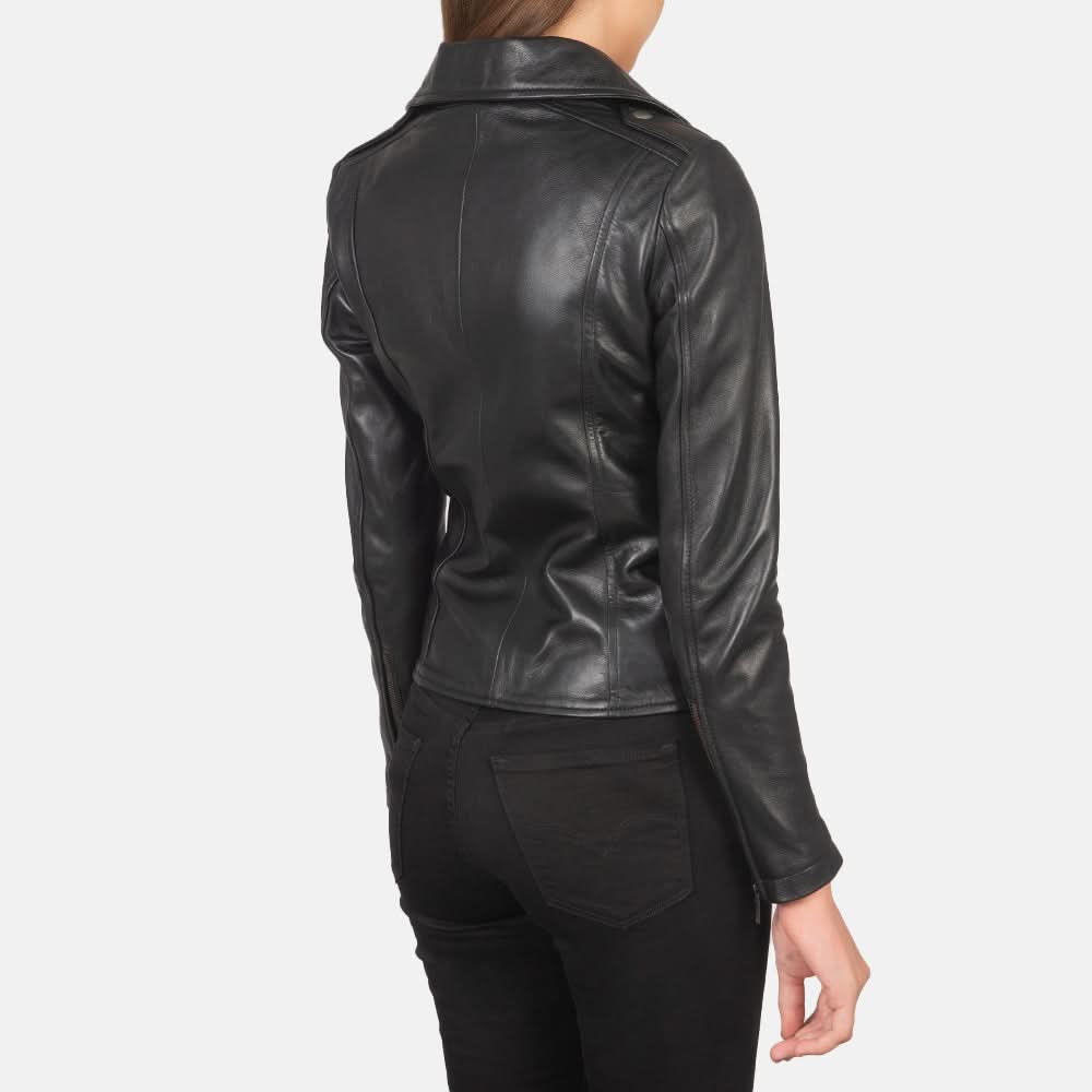 Flashback Black Leather Biker Jacket - Leather Clan