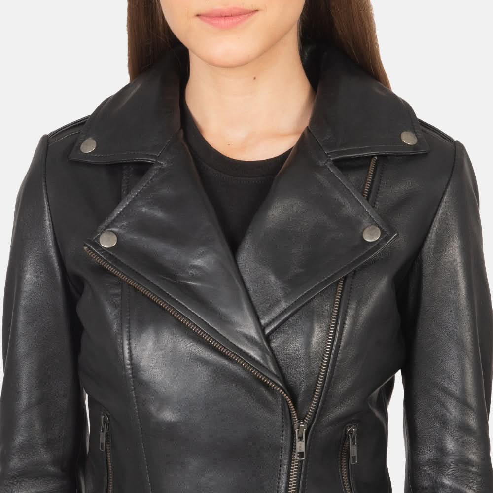 Flashback Black Leather Biker Jacket - Leather Clan