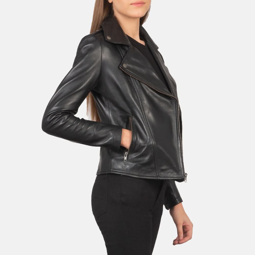 Flashback Black Leather Biker Jacket - Leather Clan