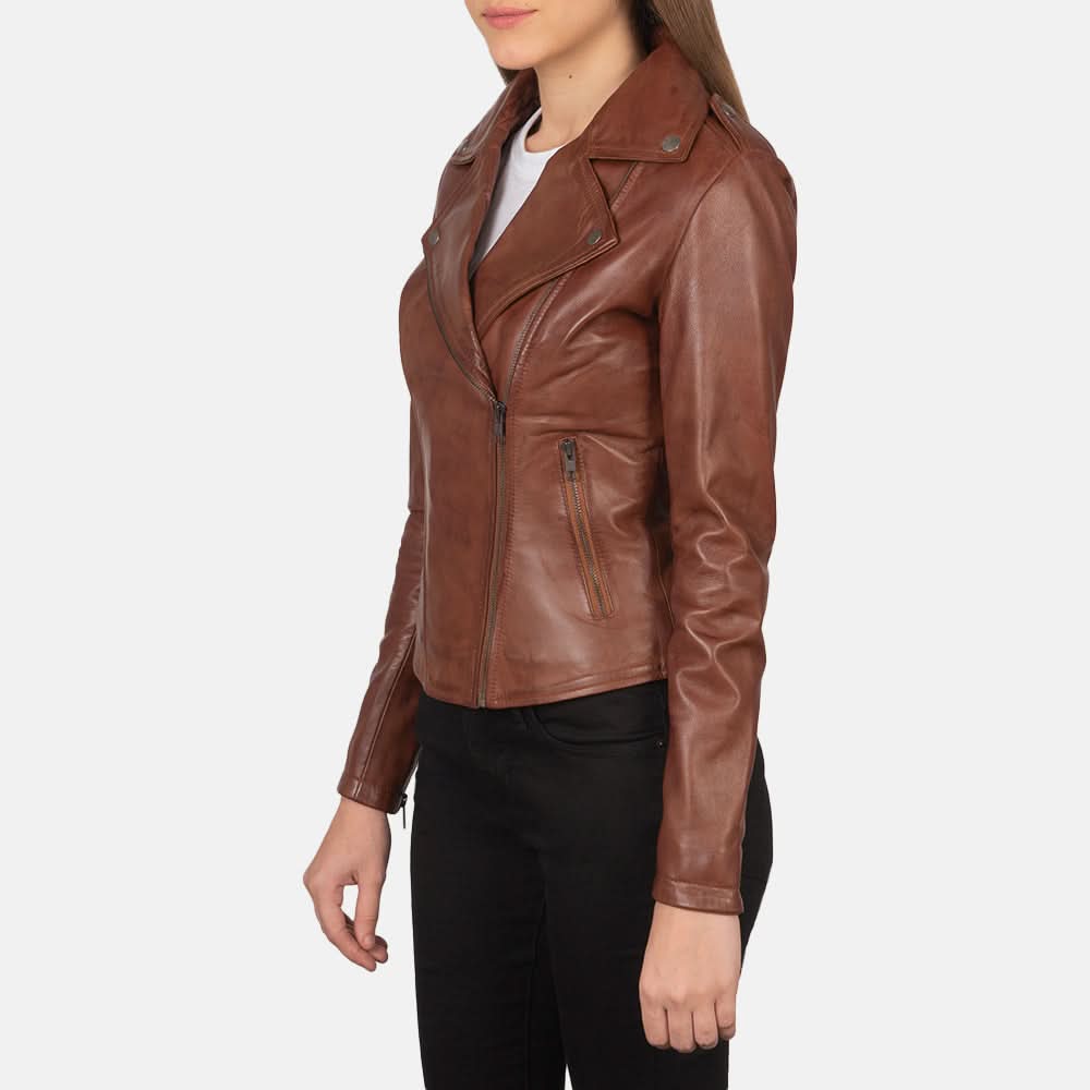 Flashback Brown Leather Biker Jacket - Leather Clan