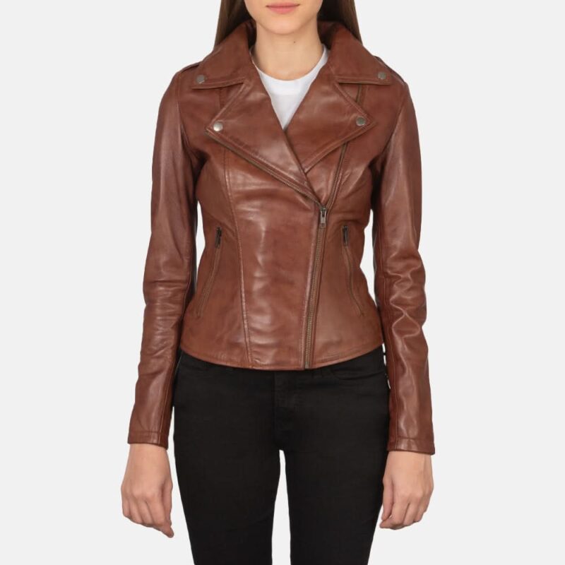 Flashback Brown Leather Biker Jacket - Leather Clan