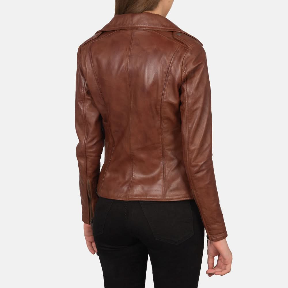 Flashback Brown Leather Biker Jacket - Leather Clan