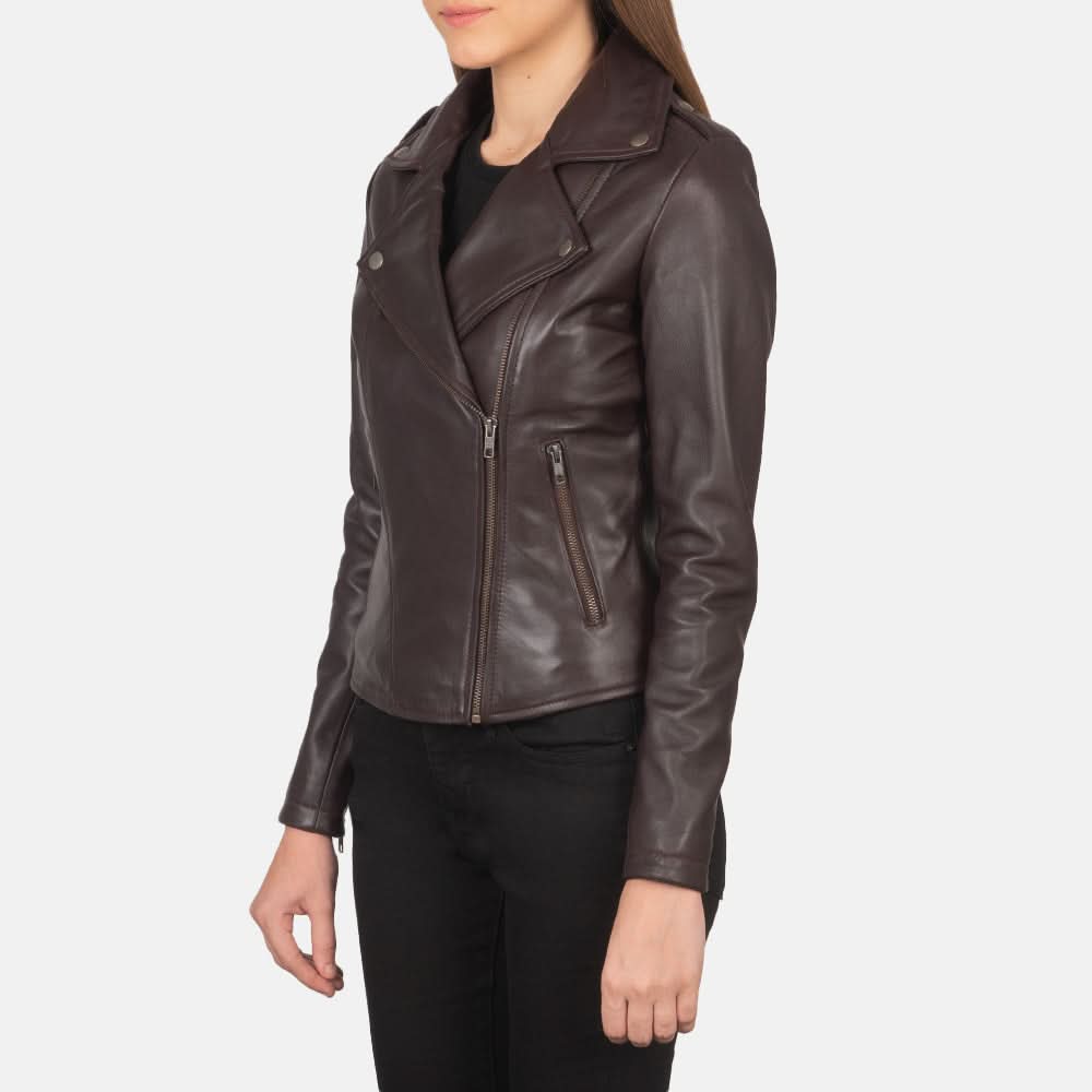 Flashback Maroon Leather Biker Jacket - Leather Clan