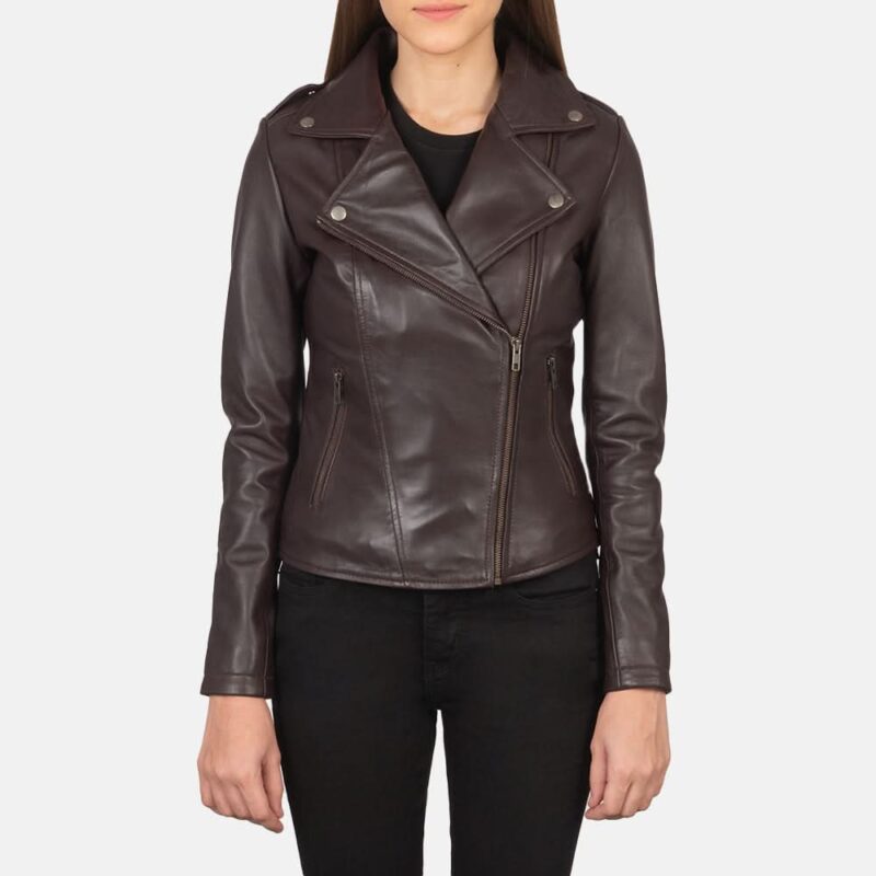 Flashback Maroon Leather Biker Jacket - Leather Clan