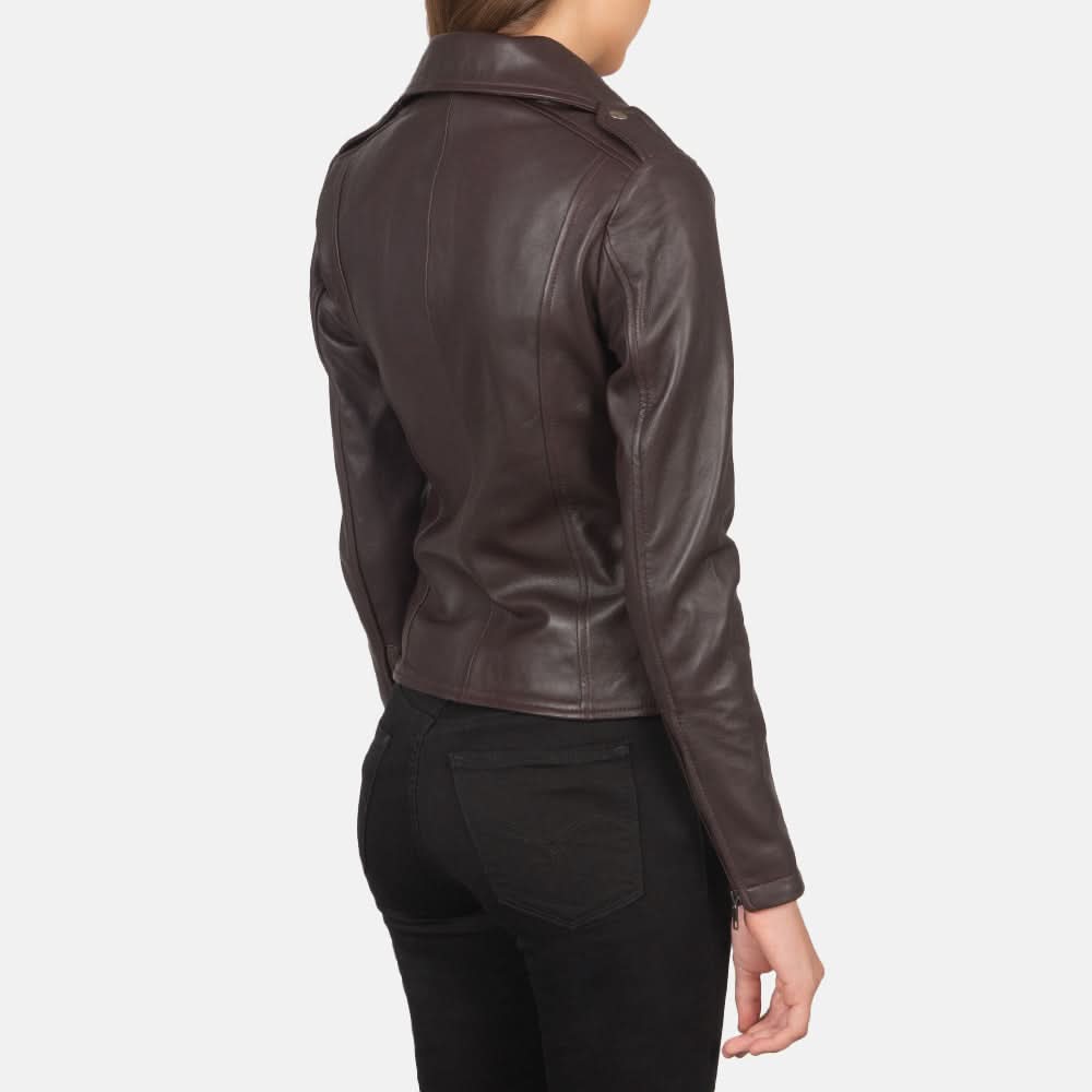 Flashback Maroon Leather Biker Jacket - Leather Clan