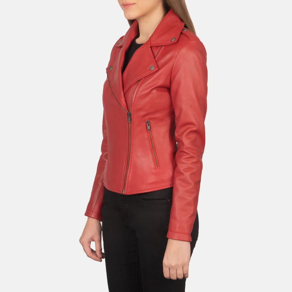 Flashback Red Leather Biker Jacket - Leather Clan