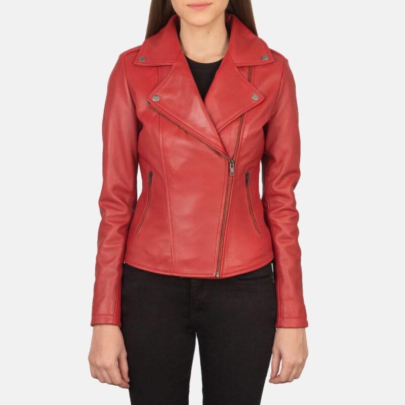 Flashback Red Leather Biker Jacket - Leather Clan