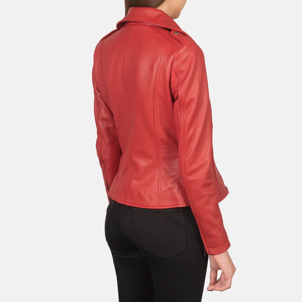 Flashback Red Leather Biker Jacket - Leather Clan