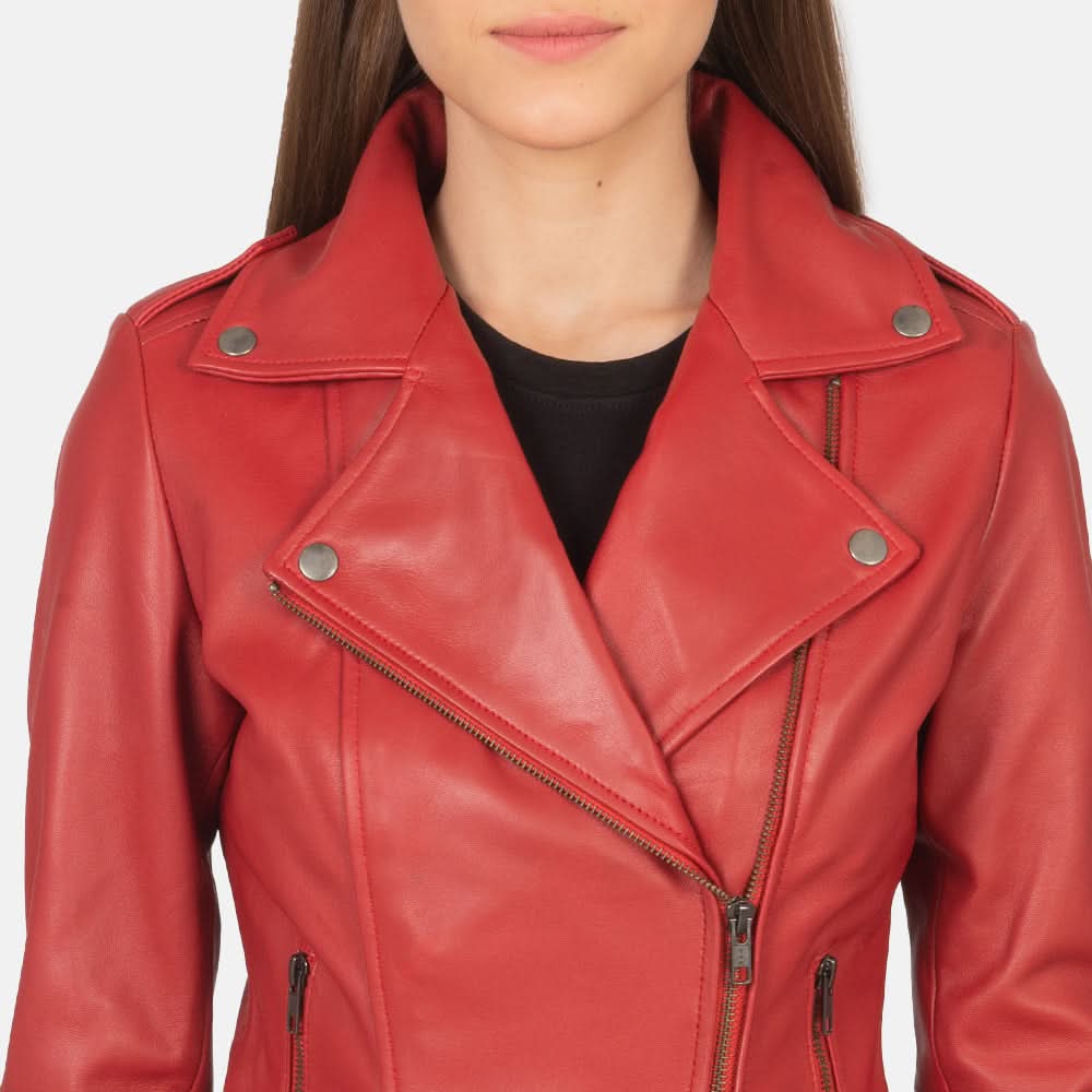Flashback Red Leather Biker Jacket - Leather Clan