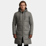 Floyd Grey Hooded Leather Puffer Coat - Leather Clan