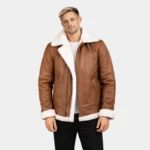 Francis Brown Leather Bomber Jacket