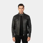 Gatsby Black Leather Biker Jacket