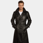 Hooligan Black Leather Trench Coat