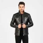 Hudson Black Leather Biker Jacket