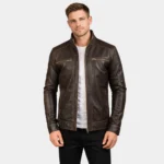 Hudson Brown Leather Biker Jacket
