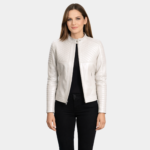 Ice Maiden Silver Quilted Leather Biker Jacket - Leather Clan