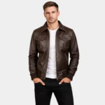 Aaron Brown Leather Bomber Jacket