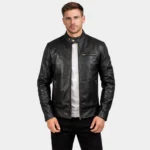 Dean Black Leather Biker Jacket