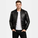 Ma-1 Black Leather Bomber Jacket
