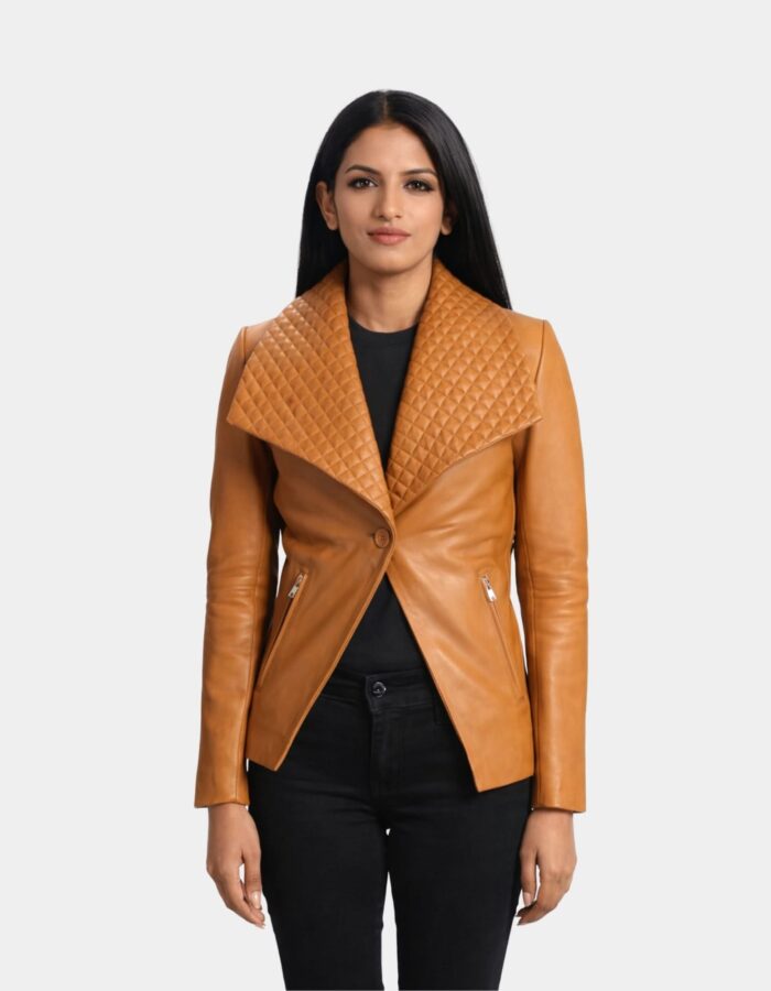 Lee Tan Brown Leather Blazer - Leather Clan