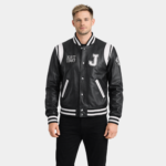 Liberte New Jersey Black Leather Varsity Jacket