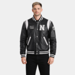 Liberte New York Black Leather Varsity Jacket