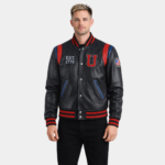 Liberte USA Black Leather Varsity Jacket