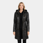 Lisa Womens Black Hooded Coat