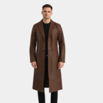 Mateo Brown Leather Single Breasted Coat