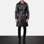 Royson Black Leather Duster Coat