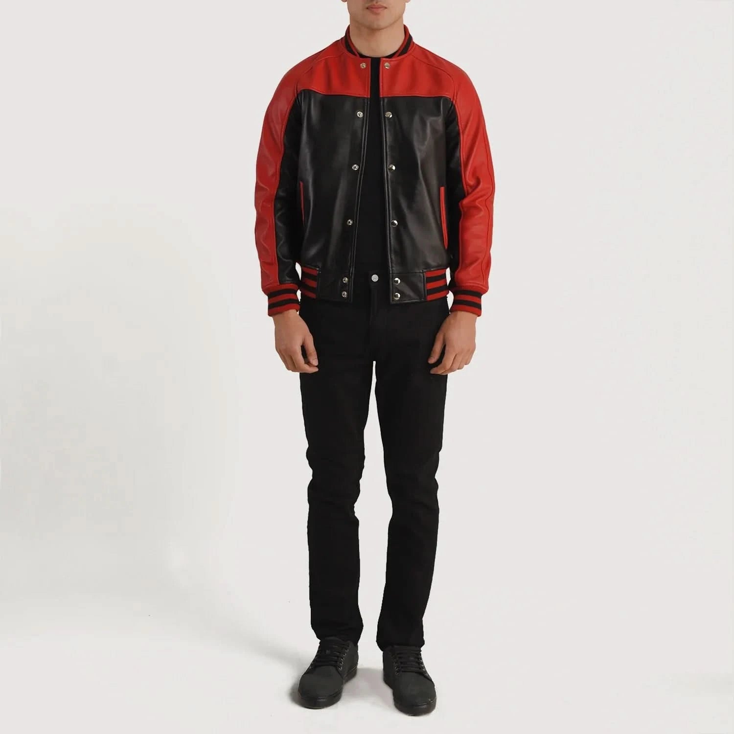 Terrance Black & Red Leather Varsity Jacket - Image 6