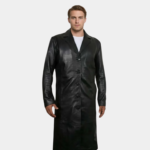 Men's Black Lambskin Leather Long Coat