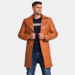 Men's Brown Lambskin Leather Coat (Blazer Coat)
