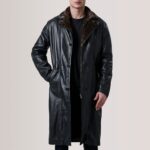 Cai Black Leather Shearling Coat