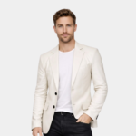 Men’s Classic Two Button White Leather Blazer