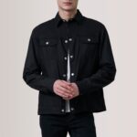 Colberto Black Waxed Canvas Trucker Jacket