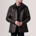 Connor Maroon Leather Coat