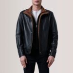 Alfred Black Leather Bomber Jacket