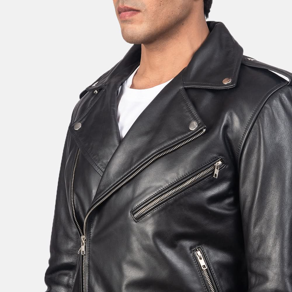 Allaric Alley Black Leather Biker Jacket - Image 7