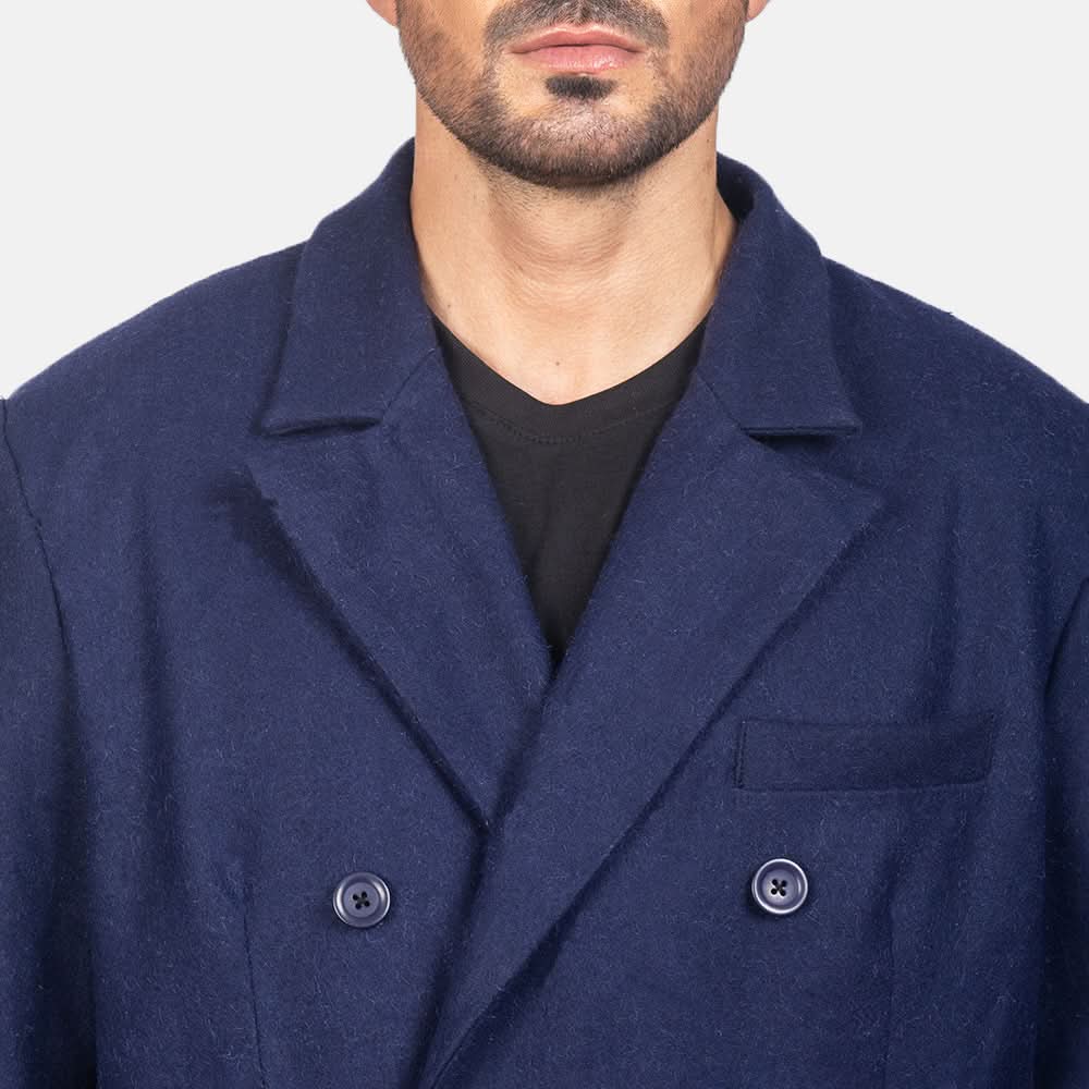 Claud Blue Wool Double Breasted Coat - Image 5