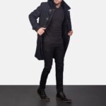 Drake Black Wool Hooded Duffle Coat