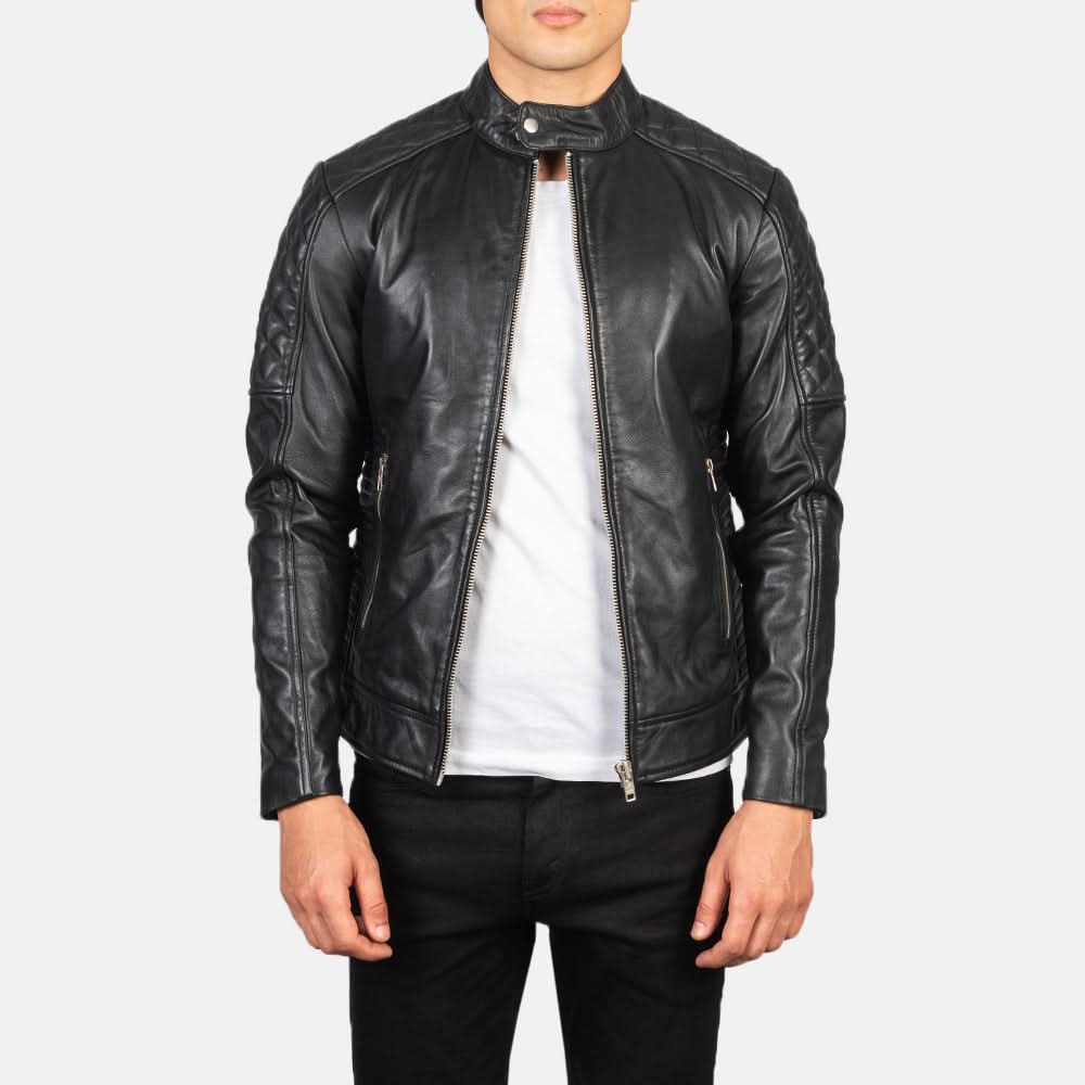 Fernando Quilted Black Leather Biker Jacket - Image 5