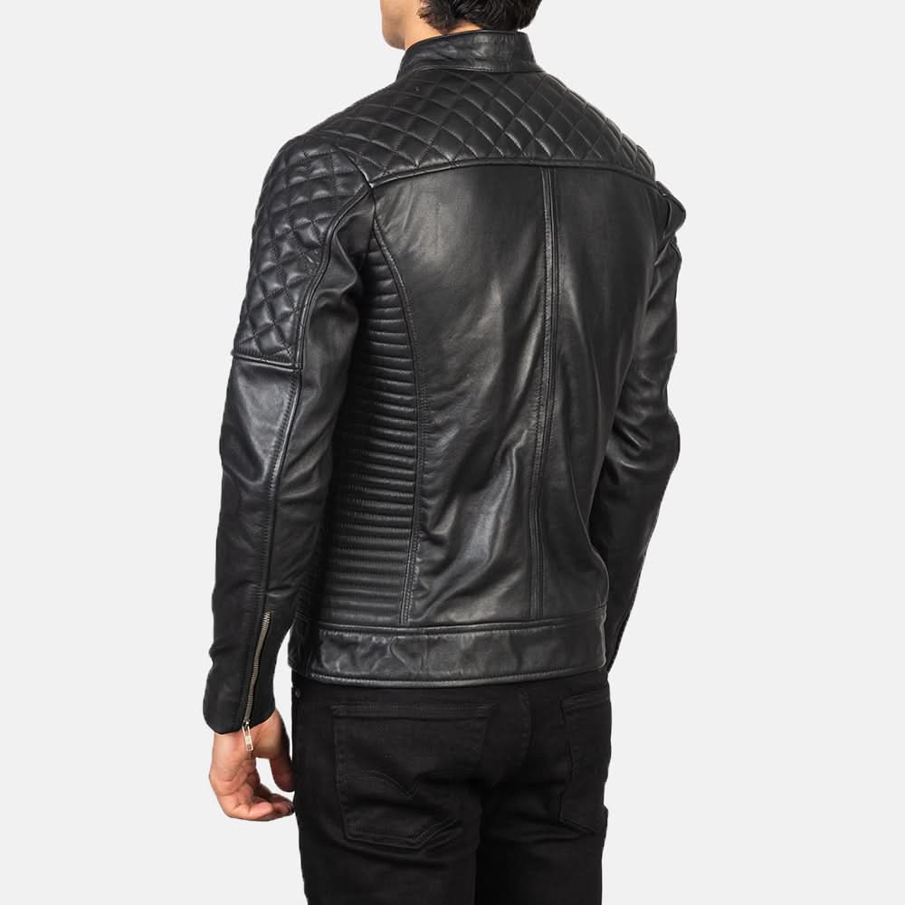 Fernando Quilted Black Leather Biker Jacket - Image 7