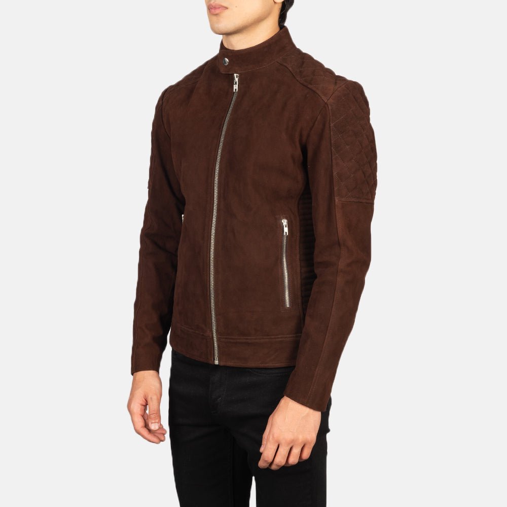Fernando Quilted Brown Suede Biker Jacket - Image 2